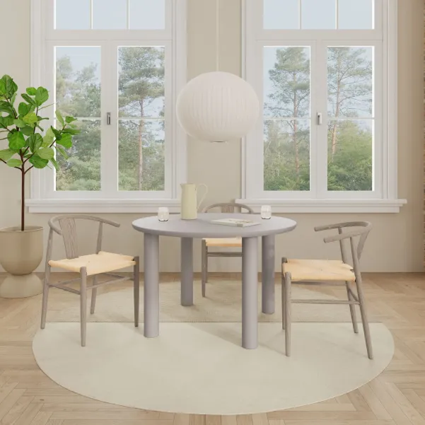 Table à manger ronde design L120 gris 4 places MAGDA - HELLIN