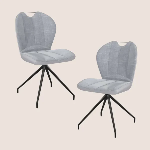 Chaises de salle à manger en tissu et métal (lot de 2) NEWARK - HELLIN