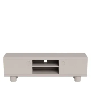 Meuble TV bas design 2 portes 2 niches gris L160 MAGDA | HELLIN
