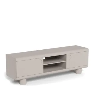 Meuble TV bas design 2 portes 2 niches gris L160 MAGDA | HELLIN