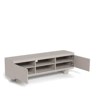 Meuble TV bas design 2 portes 2 niches gris L160 MAGDA | HELLIN