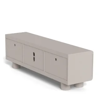 Meuble TV bas design 2 portes 2 niches gris L160 MAGDA | HELLIN