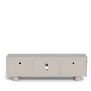 Meuble TV bas design 2 portes 2 niches gris L160 MAGDA | HELLIN