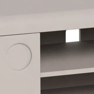 Meuble TV bas design 2 portes 2 niches gris L160 MAGDA | HELLIN