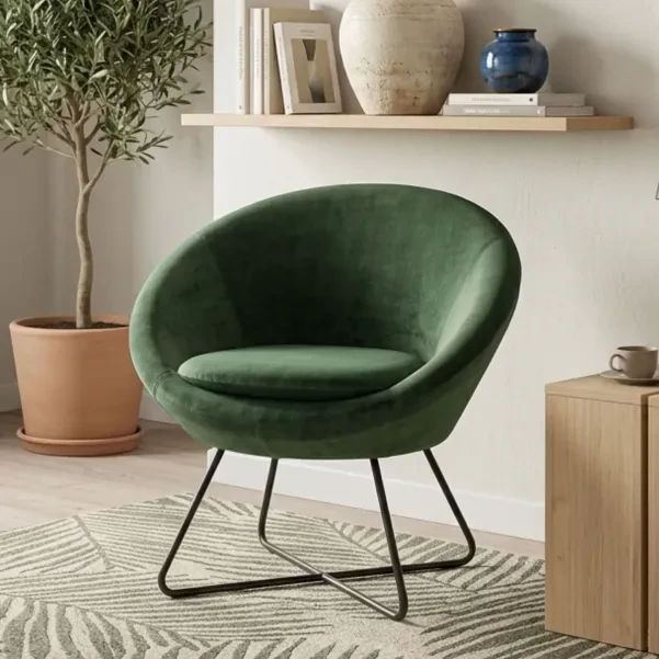 Fauteuil moderne en velours et métal SCOTT - HELLIN