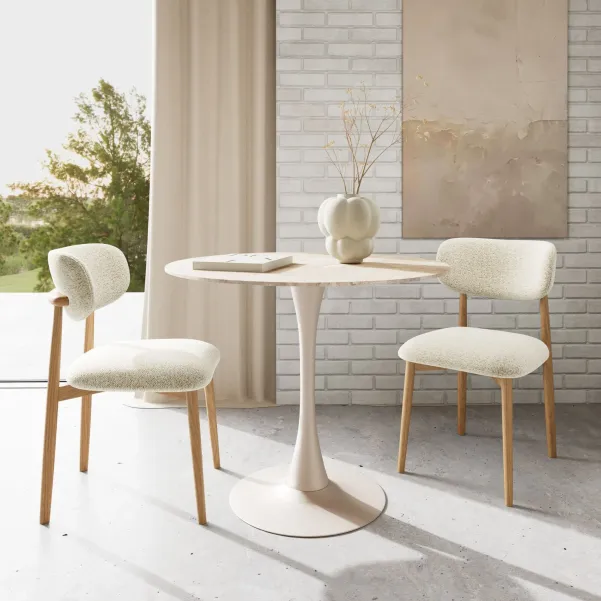 Table ronde en céramique beige L90 4 places MARSA - HELLIN