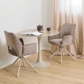 Table ronde en céramique beige L90 4 places MARSA - HELLIN
