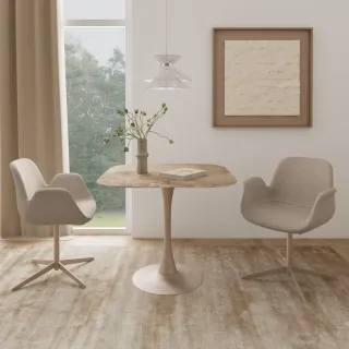 Table carrée en céramique beige L90 4 places MARSA - HELLIN