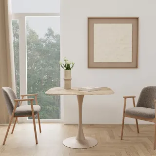Table carrée en céramique beige L90 4 places MARSA - HELLIN