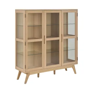 Vitrine 3 portes vitrée en chêne blanchi L140 MARTINE - HELLIN