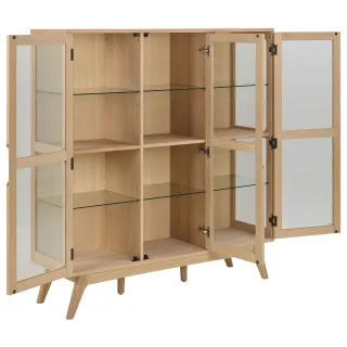 Vitrine 3 portes vitrée en chêne blanchi L140 MARTINE - HELLIN