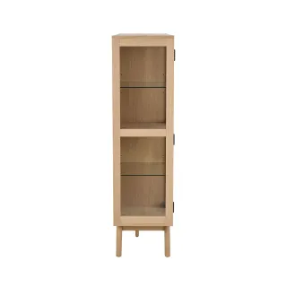 Vitrine 3 portes vitrée en chêne blanchi L140 MARTINE - HELLIN