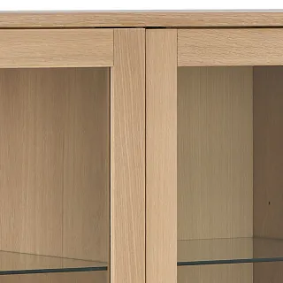 Vitrine 3 portes vitrée en chêne blanchi L140 MARTINE - HELLIN