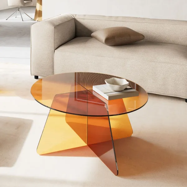 Table basse ronde D80 en verre LUMA - HELLIN