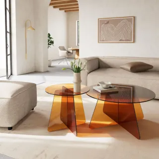 Table basse ronde D80 en verre LUMA - HELLIN
