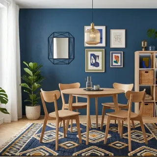 Table à manger ronde avec 4 chaises – Ensemble LETA bois | Hellin