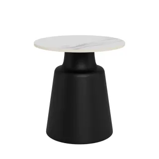 Bout de canapé en céramique blanche et métal noir D45 AELIA - HELLIN
