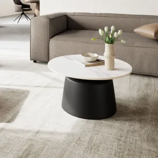 Table basse en céramique blanche et métal noir D70 AELIA - HELLIN