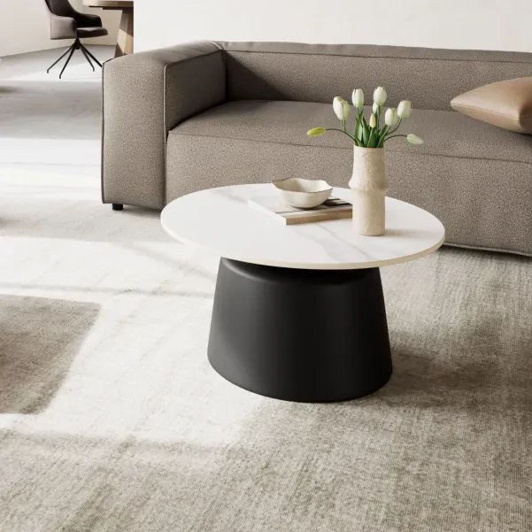 Table basse en céramique blanche et métal noir D70 AELIA - HELLIN