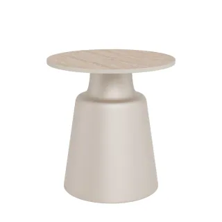 Bout de canapé en céramique beige et métal grège D45 - AELIA