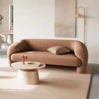 Table basse en céramique beige et métal grège D70 AELIA - HELLIN
