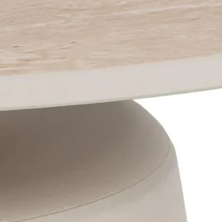 Table basse en céramique beige et métal grège D70 AELIA - HELLIN