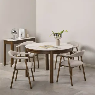 Table en céramique et chêne fumé 4 places D120 SIMONE - HELLIN