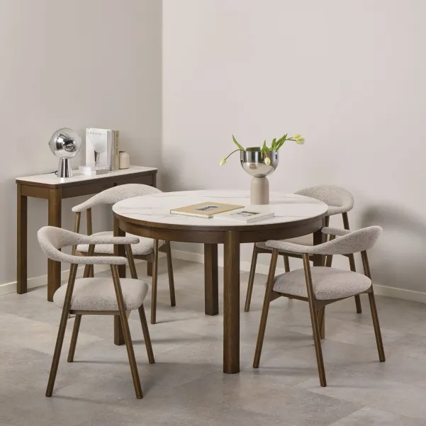 Table en céramique et chêne fumé 4 places D120 SIMONE - HELLIN