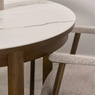 Table en céramique et chêne fumé 4 places D120 SIMONE - HELLIN