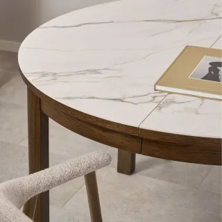 Table en céramique et chêne fumé 4 places D120 SIMONE - HELLIN