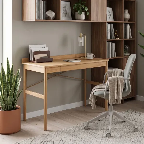 Bureau scandinave en bois avec tiroir L110 - HELLIN