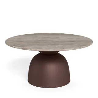 Table basse ronde en marbre gris et pied métal D80 ORSEN - HELLIN