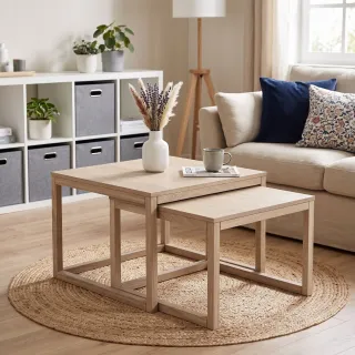 Table basse carrée en chêne - modèle gigogne - HELLIN