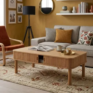 Table basse rectangulaire 3 niches de rangement L130 GAYNEL - HELLIN