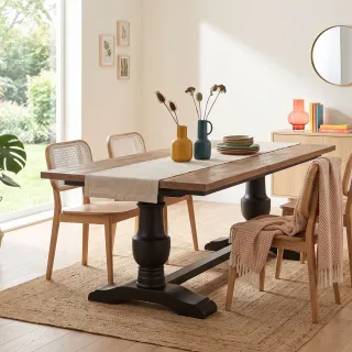 Table rectangulaire en bois massif et teck recyclé L 260 cm