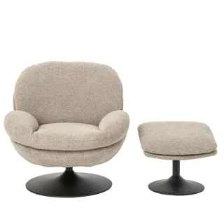 Fauteuil lounge et repose-pieds en tissu NOMA - HELLIN