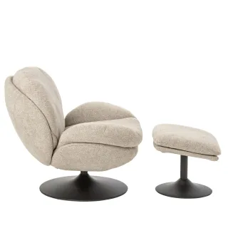 Fauteuil lounge et repose-pieds en tissu NOMA - HELLIN