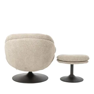 Fauteuil lounge et repose-pieds en tissu NOMA - HELLIN