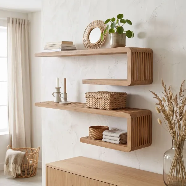 Etagère murale en bois recyclé L79 (lot de 2) SIENA - HELLIN
