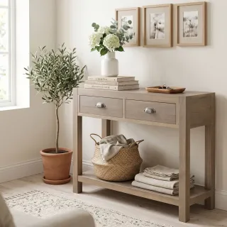 Console en bois naturel avec 2 tiroirs BASTIDE - HELLIN