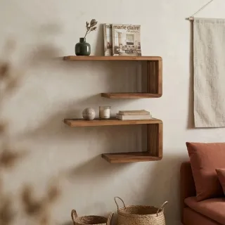 Etagère murale en bois recyclé L50 (lot de 2) SIENA - HELLIN