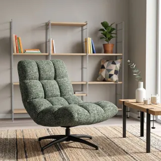 Fauteuil lounge pied noir et tissu AVEL- HELLIN