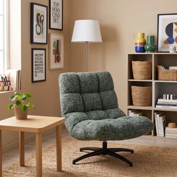 Fauteuil lounge pied noir et tissu AVEL- HELLIN