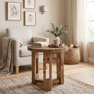 Table d'appoint ronde bois recyclé D60 ONDINE - HELLIN