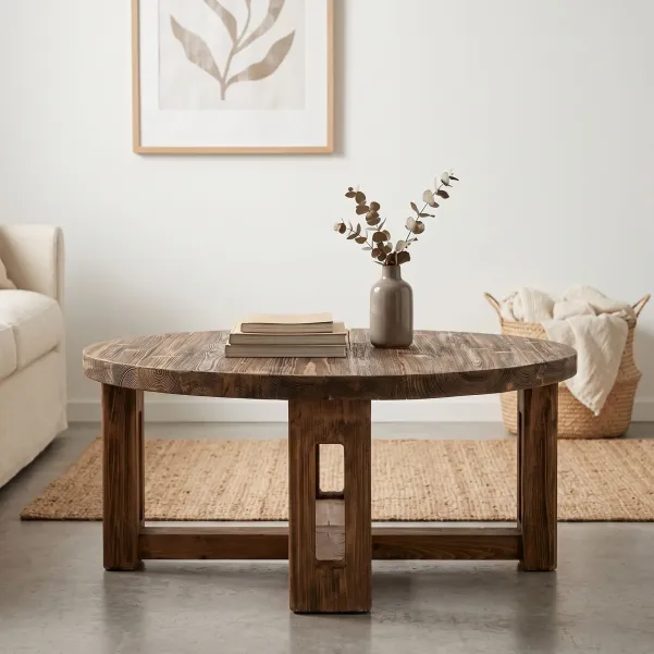 Table basse ronde bois manguier recyclé D105 ONDINE - HELLIN
