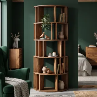Bibliothèque demi-cercle bois de mindi naturel ALIZE - HELLIN