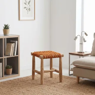Tabouret en teck et assise tressée LIPSI - HELLIN