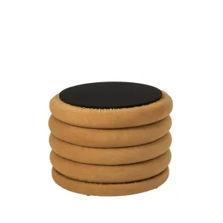 Pouf rond avec rangement en tissu GALET - HELLIN
