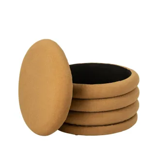Pouf rond avec rangement en tissu GALET - HELLIN