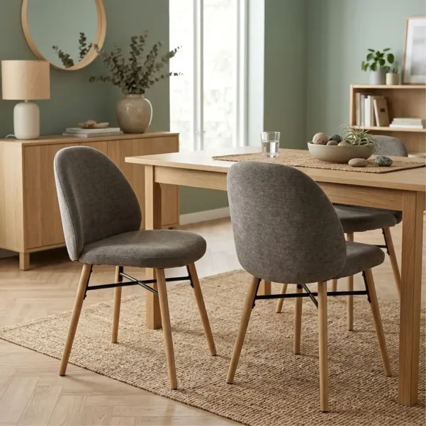Chaise scandinave grise en tissu (lot de 2) SYBILLE - HELLIN
